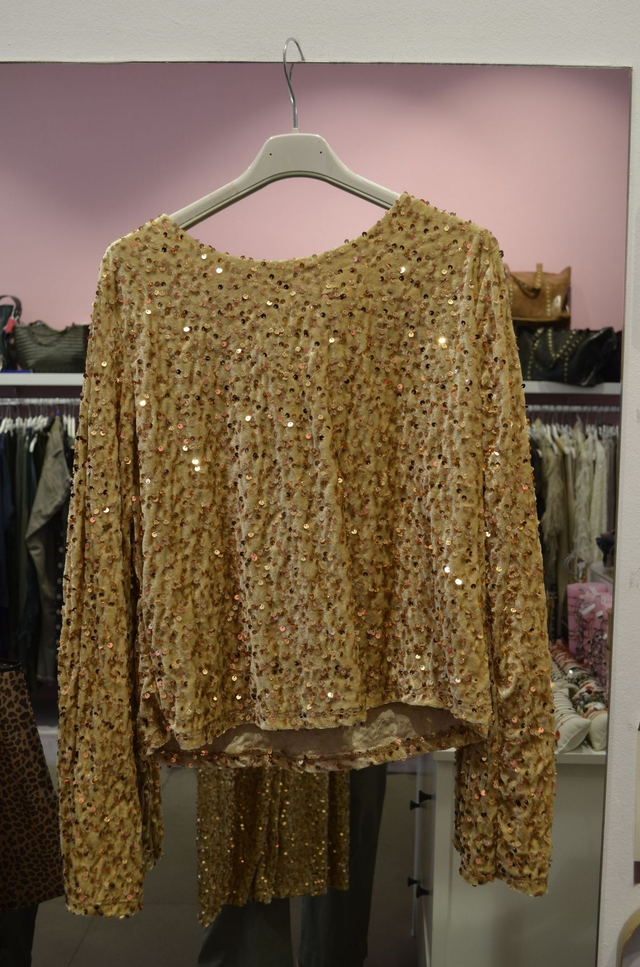Blusa Oro Terciopelo Lentejuelas