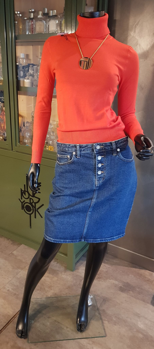 Jupe jean's droite 1083 Modèle 291H super Denin indigo bleu océan