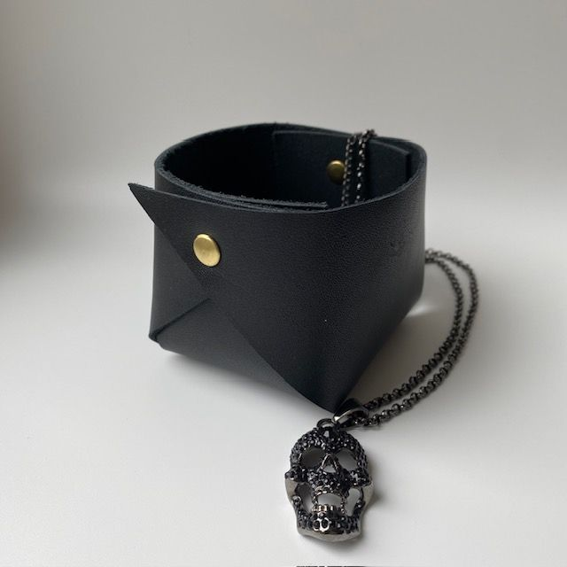 Panier de rangement en cuir noir petit modèle