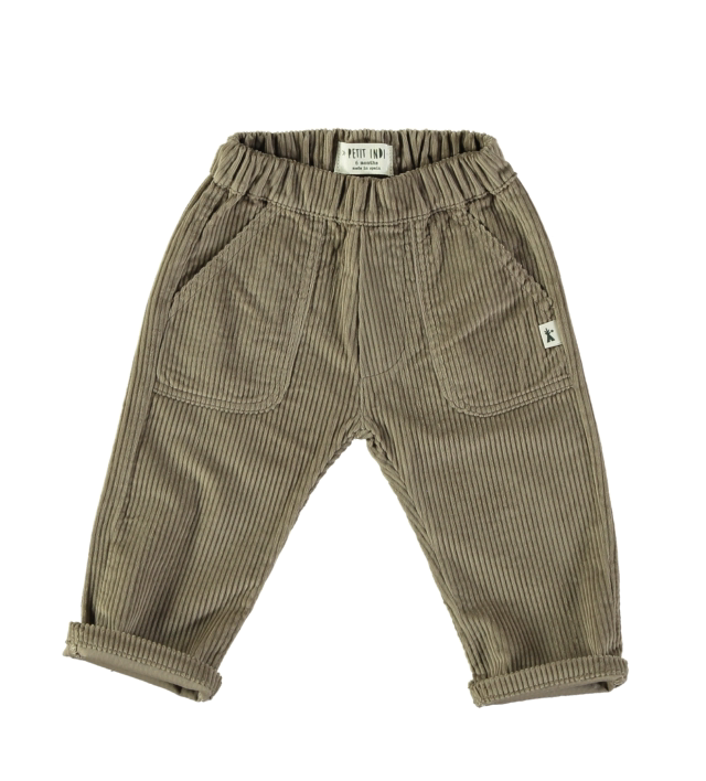Petit Indi - pantalone velluto olive