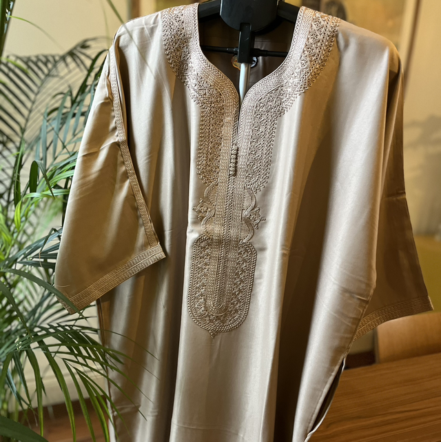 Premium 3/4 Sleeve Moroccan Thobe in Brown