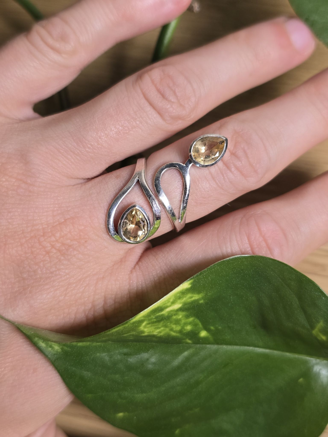 Bague &quot;Envol&quot; en Citrine naturelle et argent 925 (Qualité AAA)