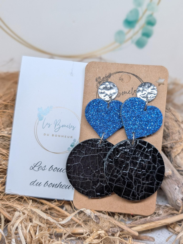 Boucles d&#039;oreilles Marie Laure ml005 bleu noir