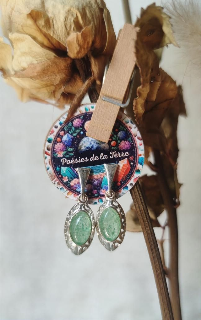 aventurine verte ~ boucles d'oreilles argent 925