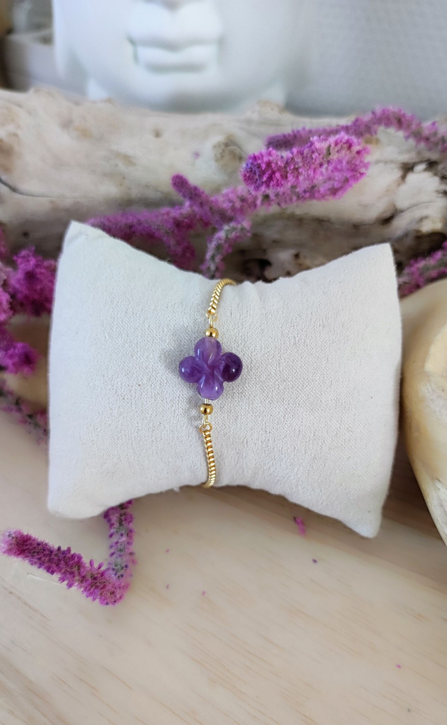 Bracelet Trèfle Améthyste
