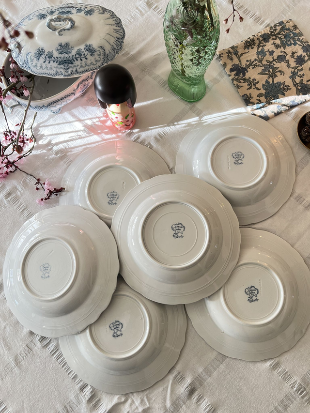 REGENCE - Suite de 6 assiettes creuses modèle Régence signées St Amand & Hamage Nord - Terre de Fer