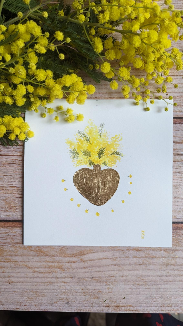 Cœur bouquet de mimosa