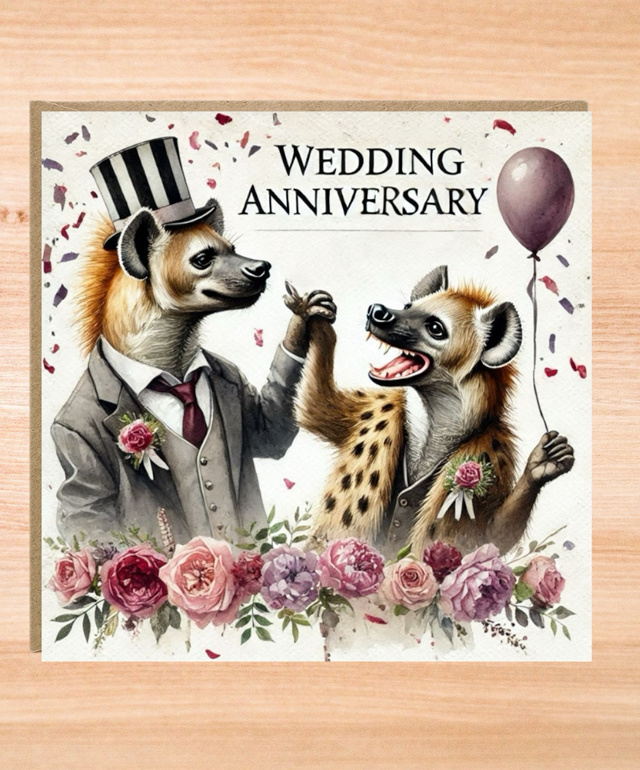 Hyena Wedding Anniversary Card