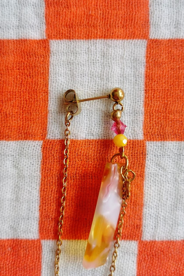 Boucles d'oreilles Jaune & Rose poudré