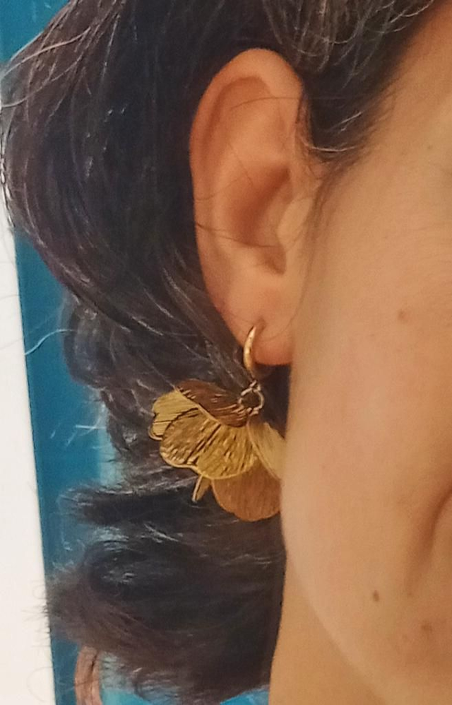 Pendientes Acero dorado hojas