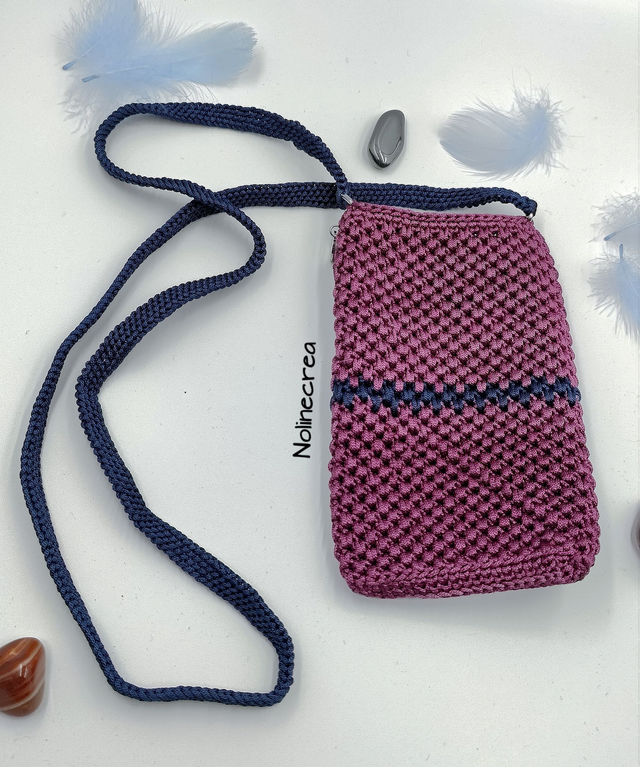 Pochette rose et bleu à bandoulière, petite sacoche rose et bleu foncé