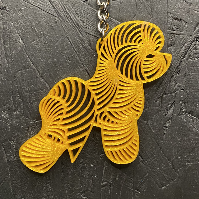 3D - Keychain Bichon Gold Sparkle