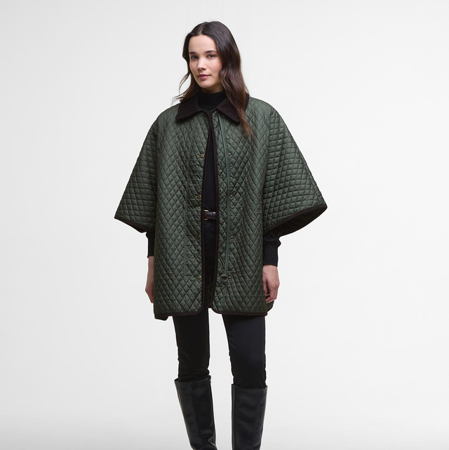 Barbour Oakham Quilted Cape Olive