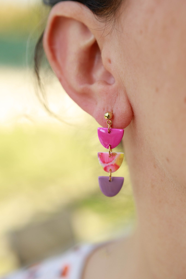 Boucles d&#039;oreilles longues Collection Floraison Colorée