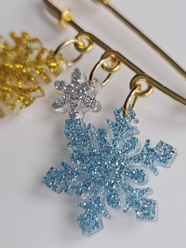 BROCHE DE NOEL BLEU ARGENT OR