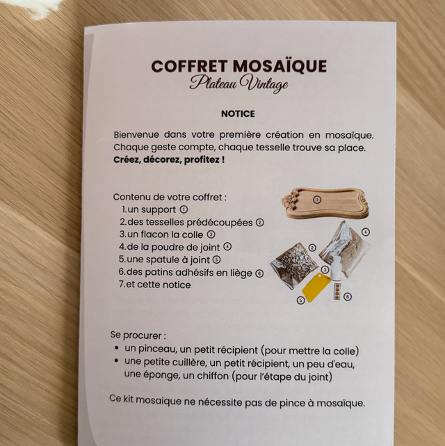 Coffret Mosaïque, kit Plateau vintage à bijoux DIY