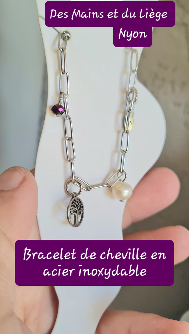 Bracelet de cheville "Serenity" en acier inoxydable 