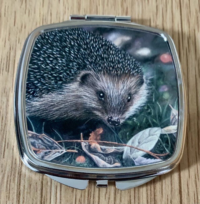 Compact handbag / pocket mirror with Hedgehog design