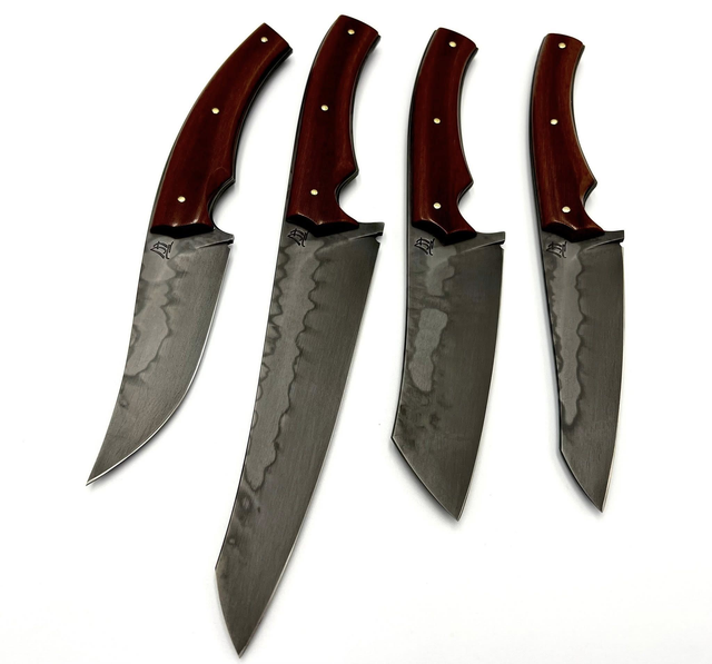 Set de cuisine 4 couteaux,  Micarta toile de jute brun