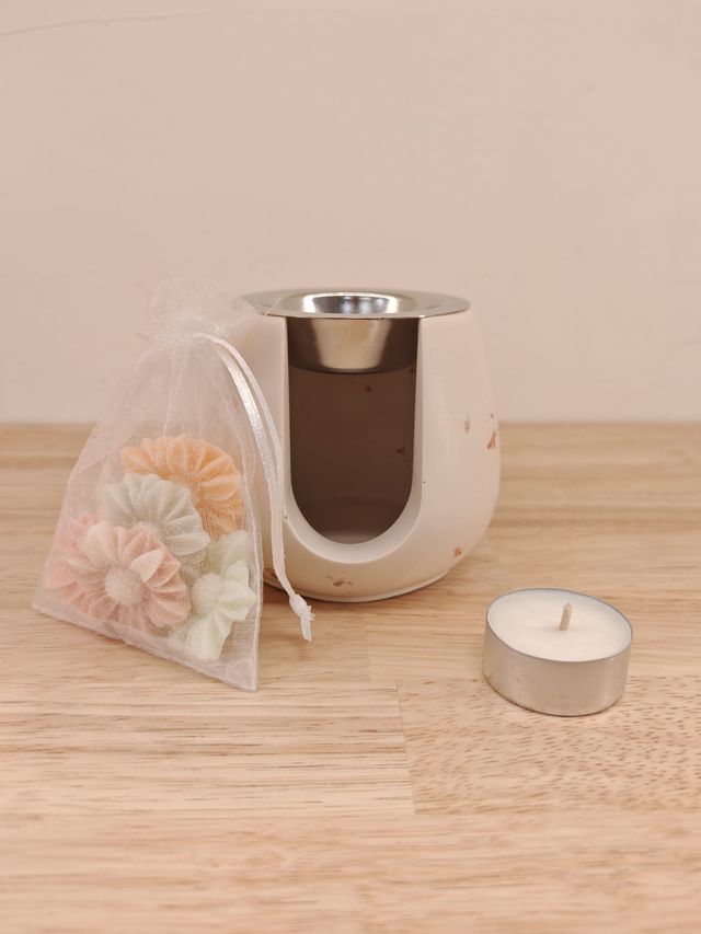 Diffuseur Ovalie blanc & feuilles d'or rose