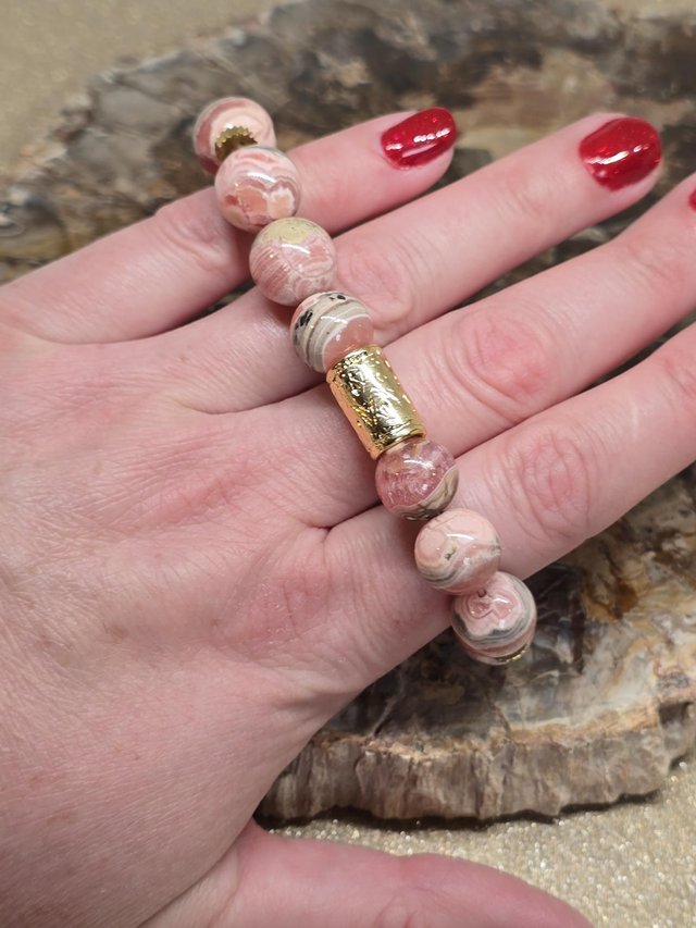 Bracelet Rhodochrosite AA XL en 1,2 cm