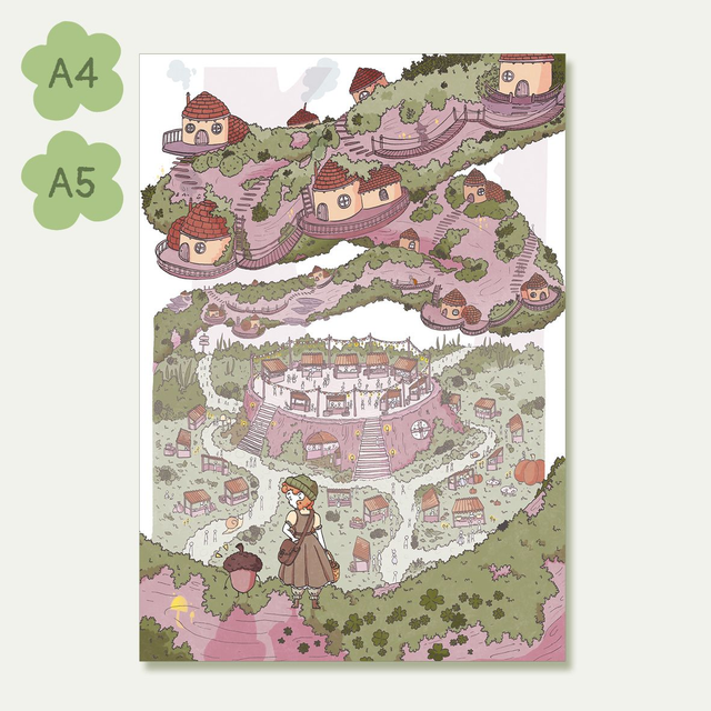 Print - A4 & A5 - Mio et Gland au marché