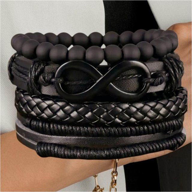 Men’s Black Multi-Layer Infinity Bracelet Set | Fashion &amp; Accessories

