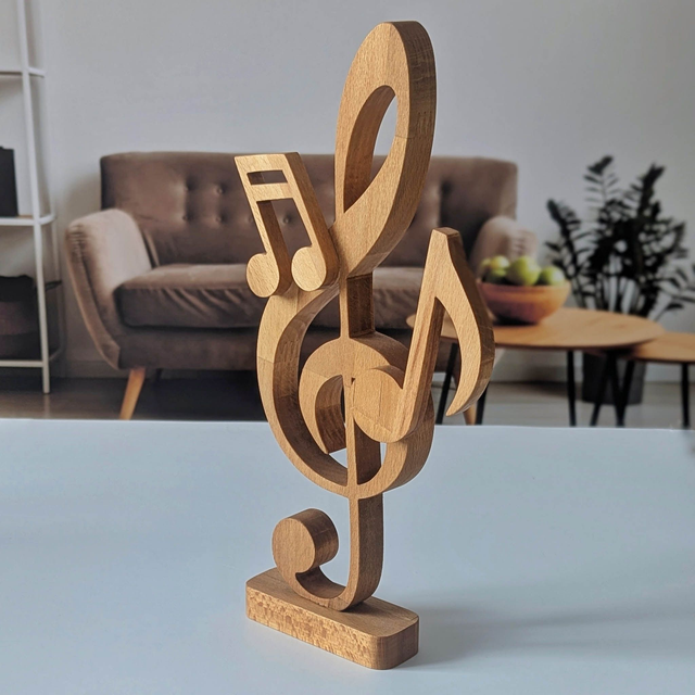 Clef de sol et notes en hêtre