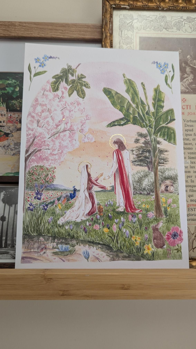 Reproduction A4 Marie-Madeleine et Jésus et dorure