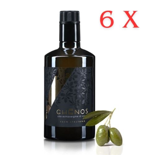 Scatola 6 bottiglie olio evo Ghenos 500 ml 