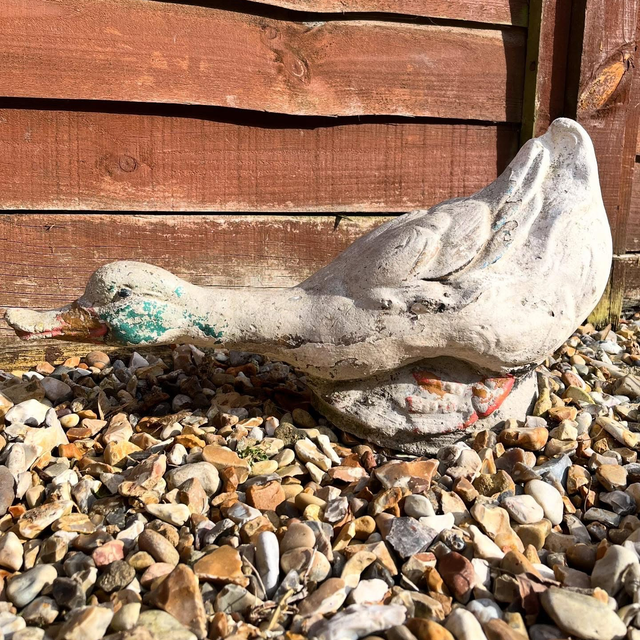 Vintage Detailed Reconstituted Stone Goose Sculpture 
