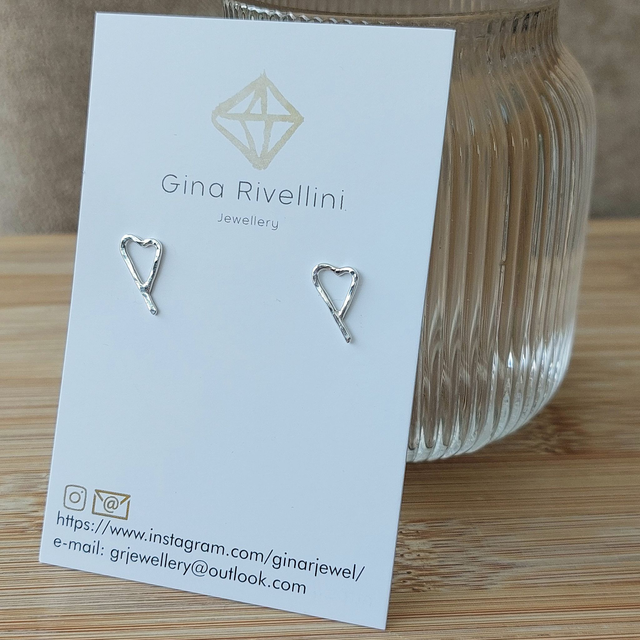 Sterling silver hammered texture heart stud earrings