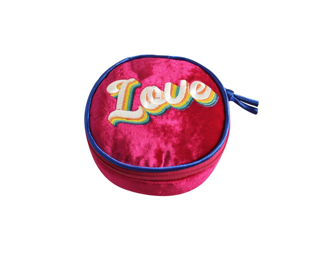 Earth Squared Silk Velvet Embroidered Love Jewellery Pouch 