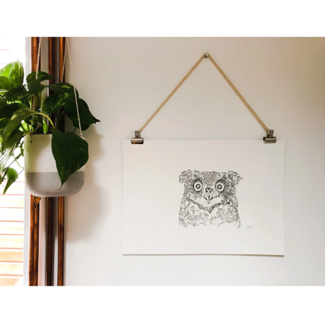 B&W A3 print - owl
