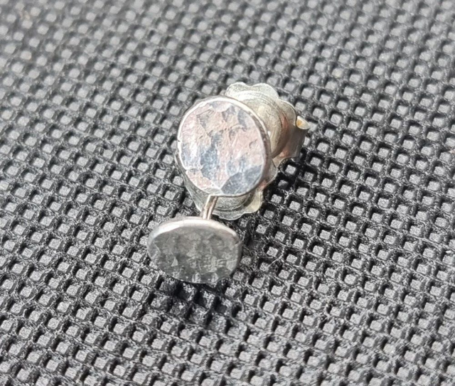 Plain hammered silver earrings