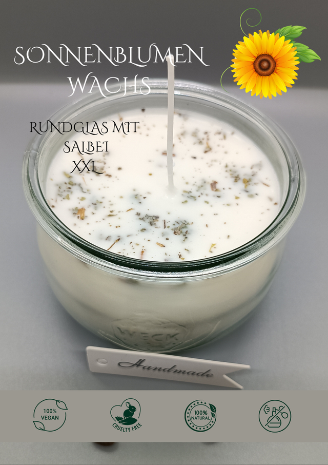  Kerze mit Salbei Glas XXl