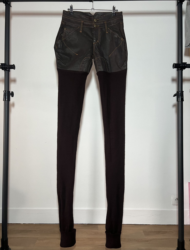 Leather + wool pants #0138 