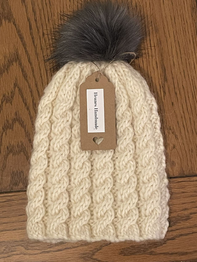 Cabled Beanie Hand knitted Hat