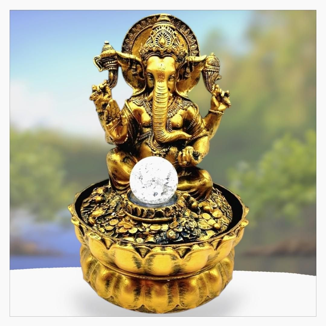 "Ganesh doré" - Fontaine en résine 30 cm