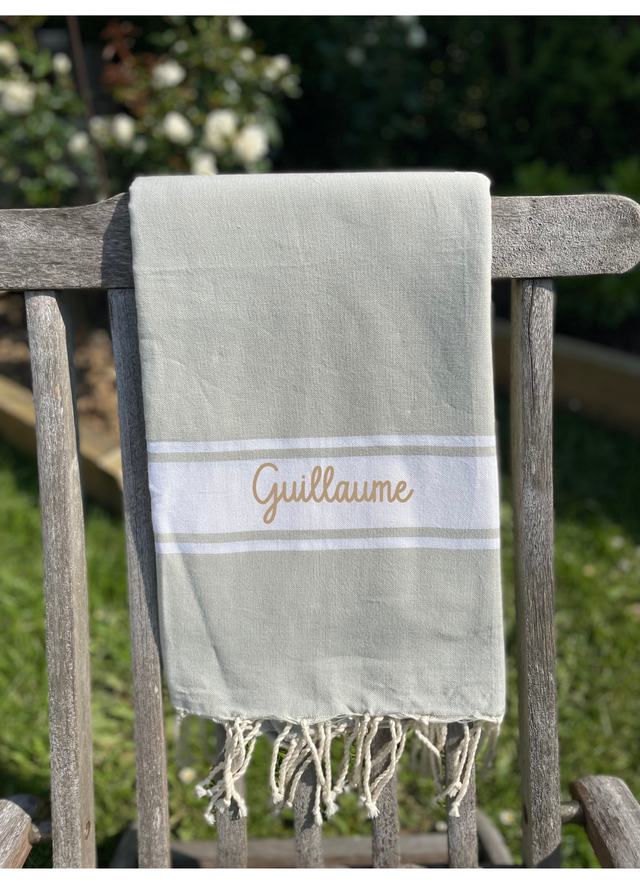 Fouta vert de gris - Personnalisable