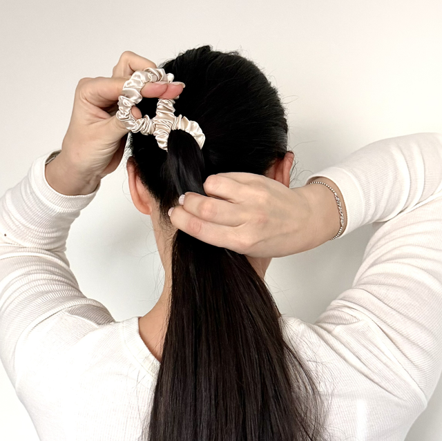 Chouchou en soie - Taille Skinny - Vert sauge