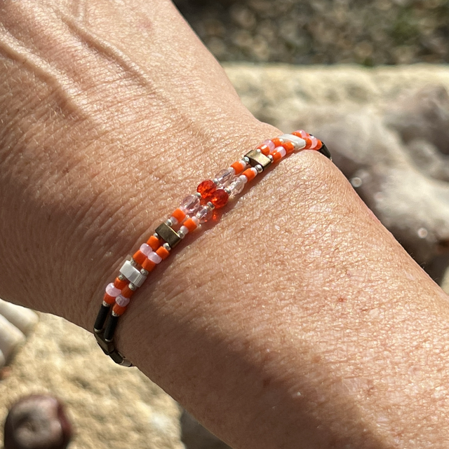 Double Bracelet Orange, Blanc, Rose, Noir 