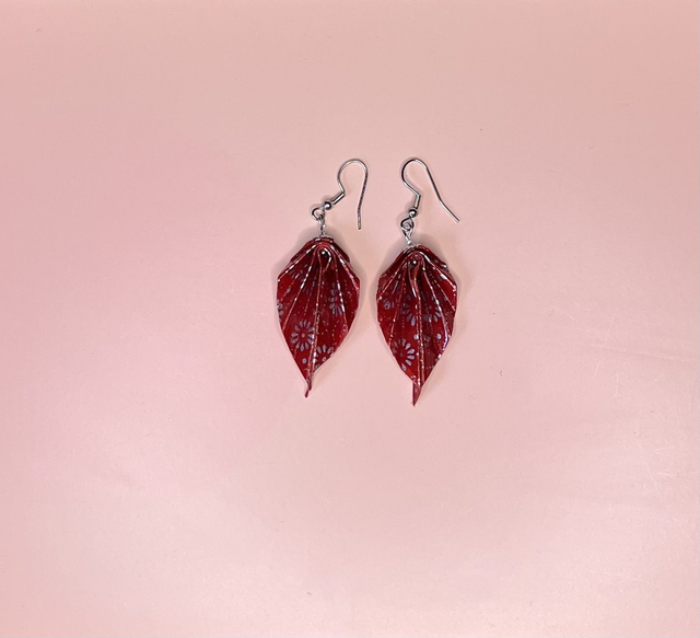 Origami Ohrringe "Silver Chrysantheme"