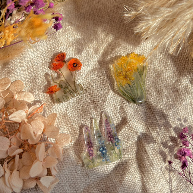 Flower Fridge Magnets - Set of 3