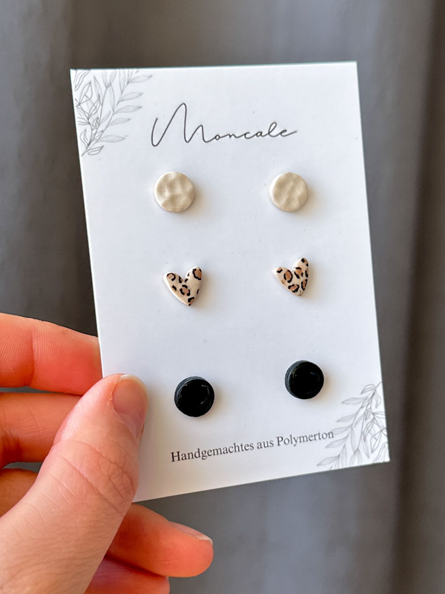 Beige Leo - Ohrstecker Set