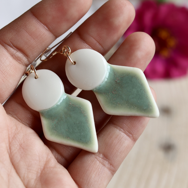 Boucles d&#039;oreilles losanges en porcelaine