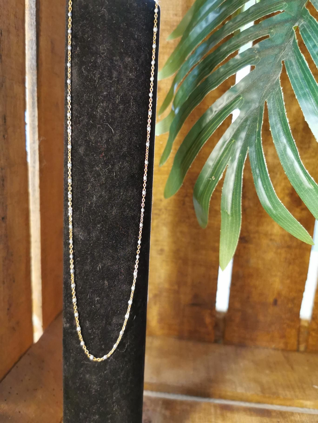 Collier acier et email gris clair 