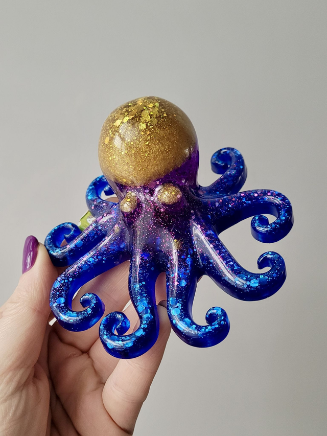 Octopus Ornament - Blue, Purple &amp; Gold Glitter
