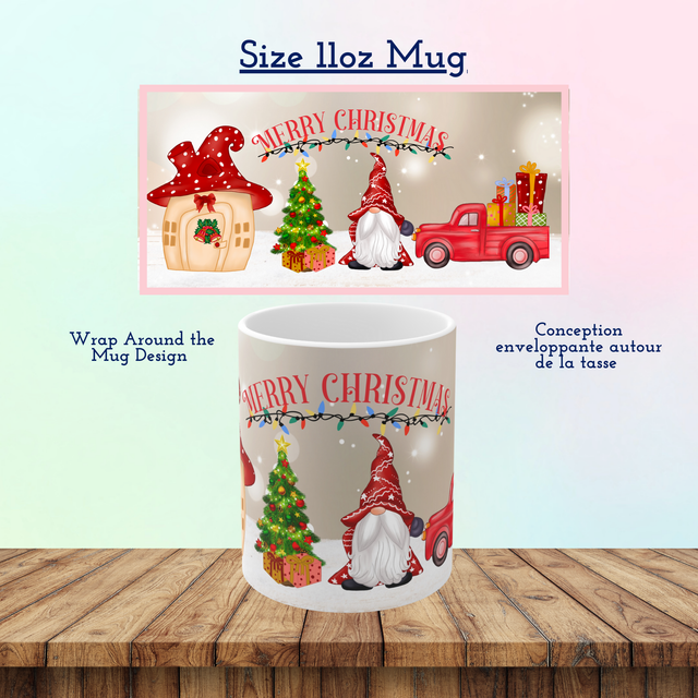 Red Christmas Gnomes Accent Coffee 11oz Mug, The Perfect Gift For Frinds and Family / Mug de Noël avec Gnomes Rouges, 11 oz 