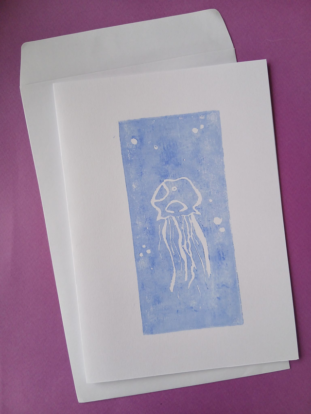 Carte motif Méduse Bleu ciel